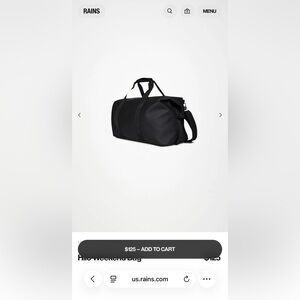 Rains Black Weekender/Gym Bag